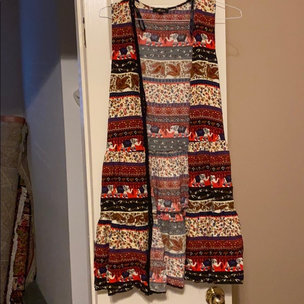 Long printed kimono
